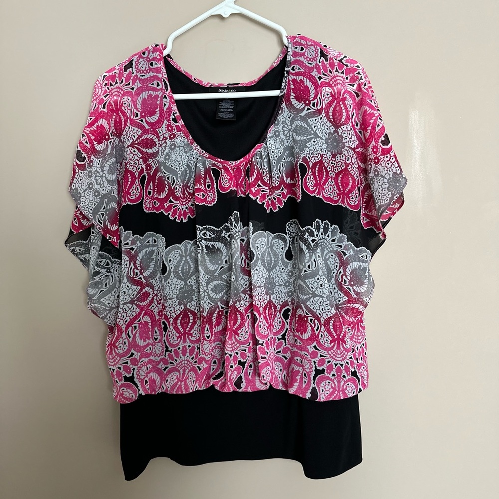 163 Style & co. Banded Waist Blouse 1X